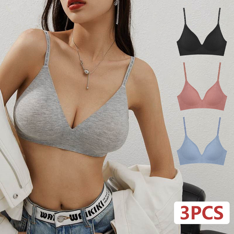 Bralette Triangle Set - 4pcs Women Wireless Deep V Bra