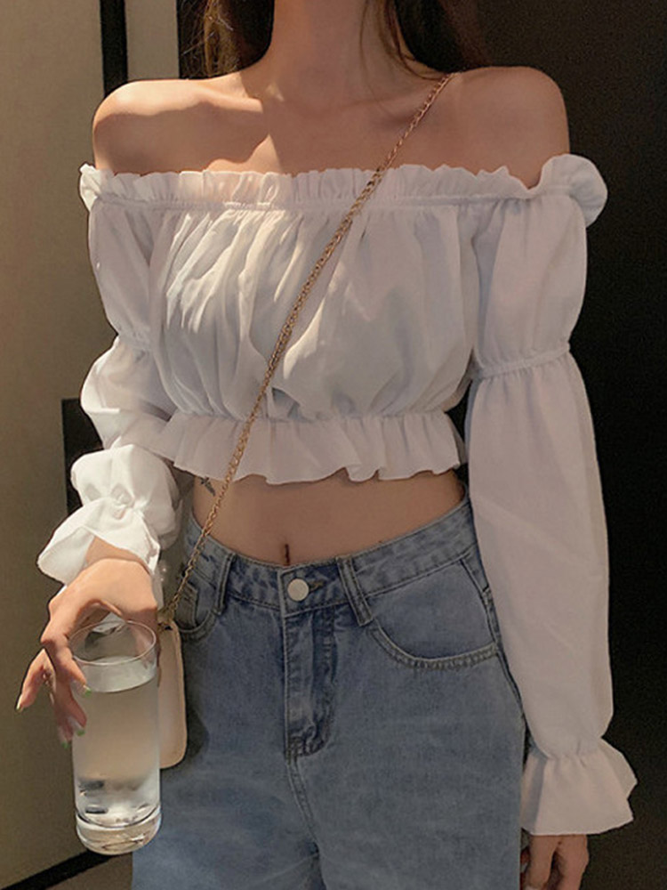 Crop Top Crochet - Women Top Sexy Blouse Off Shoulder