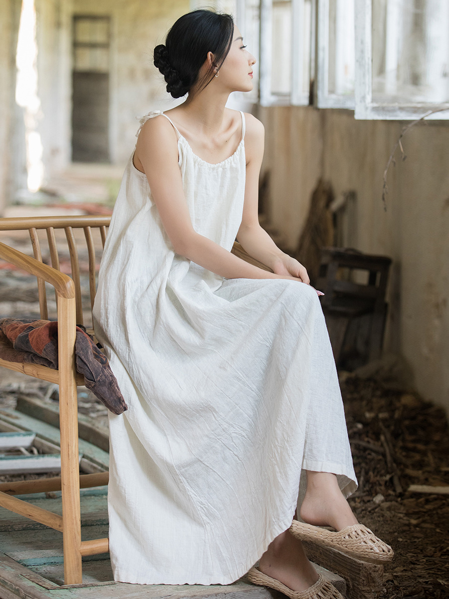 New Chinese Style High End Hem - Linen Dress Wrap ulasan dan harga