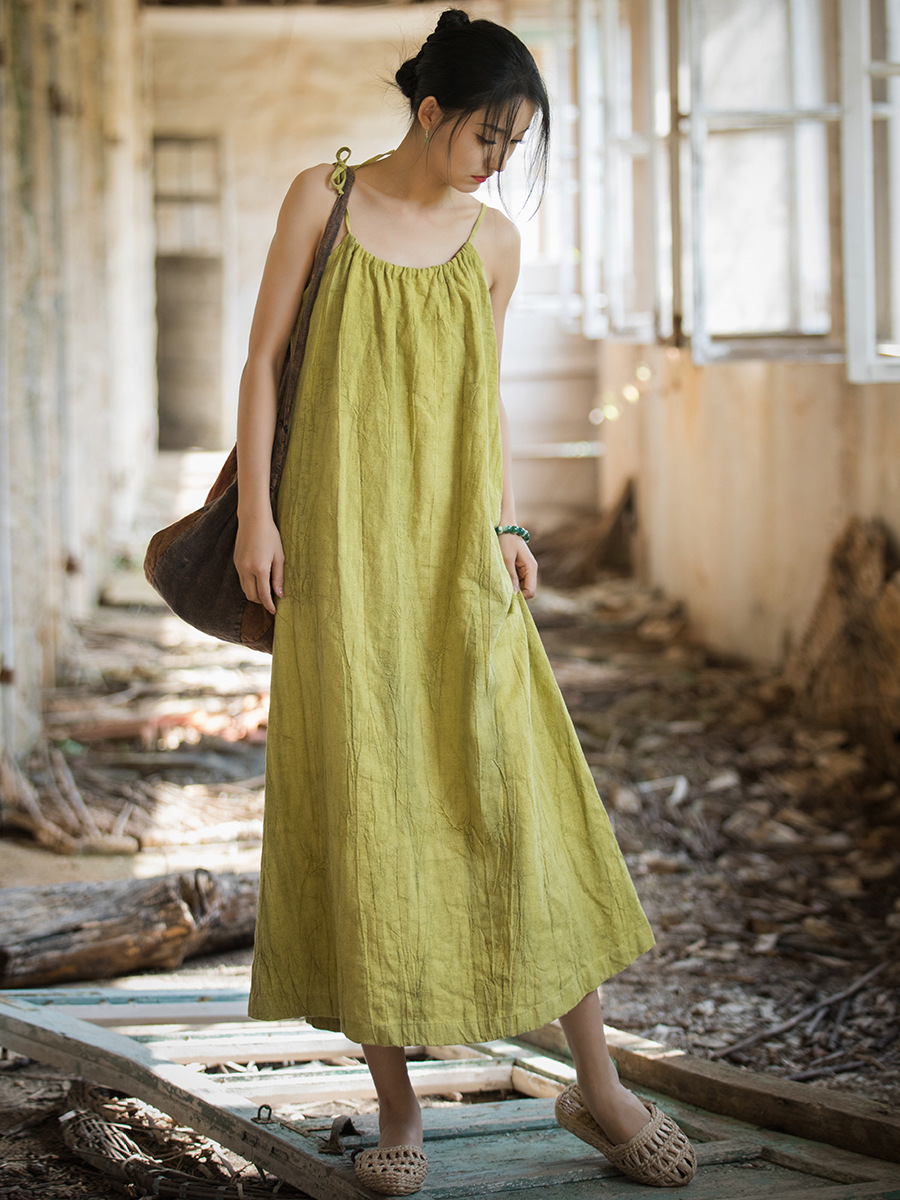 New Chinese Style High End Hem - Linen Dress Wrap ulasan dan harga