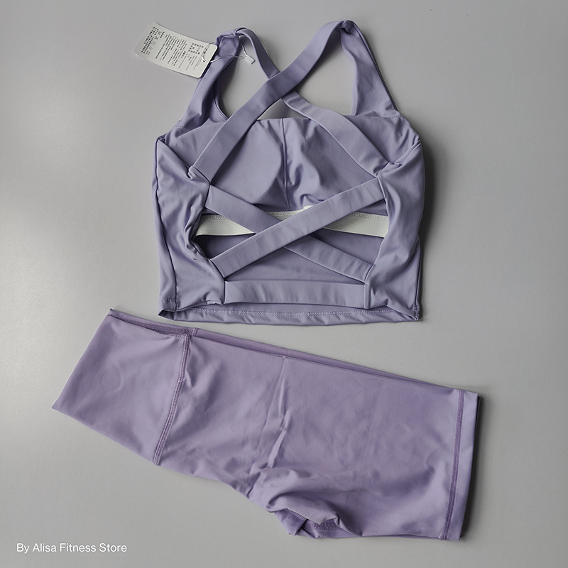 2PCS  Women Yoga Set Workout S - Crop Top Crochet ulasan dan harga