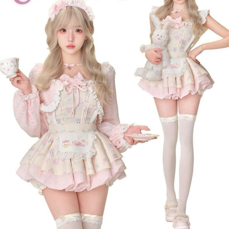 Japanese Sweet Lolita Style 3  - Crop Top Crochet ulasan dan harga