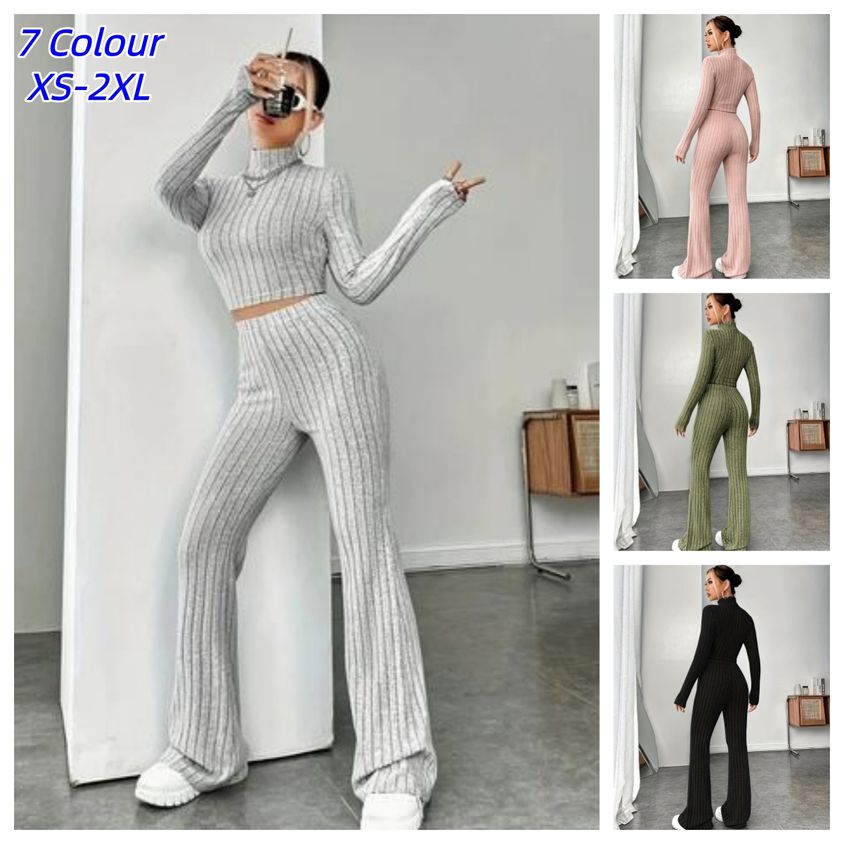 Women's Matching Knitted 2 Pie - Crop Top Crochet ulasan dan harga
