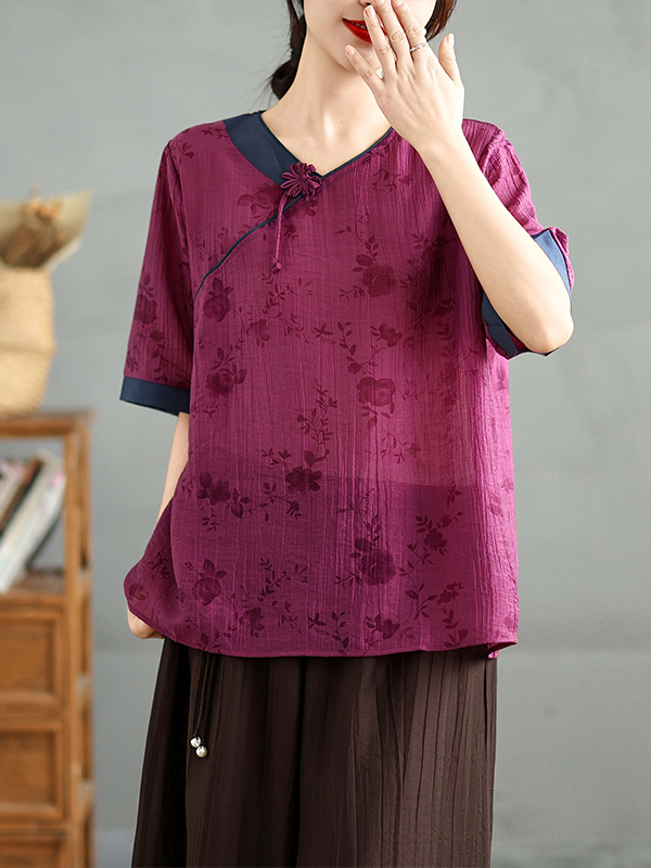 Chinese Floral Print Linen Sil - Linen Pant Wide ulasan dan harga