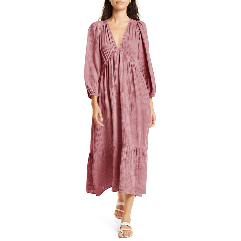 Muslin 100% Cotton Long Sleeve - Linen Dress Wrap ulasan dan harga
