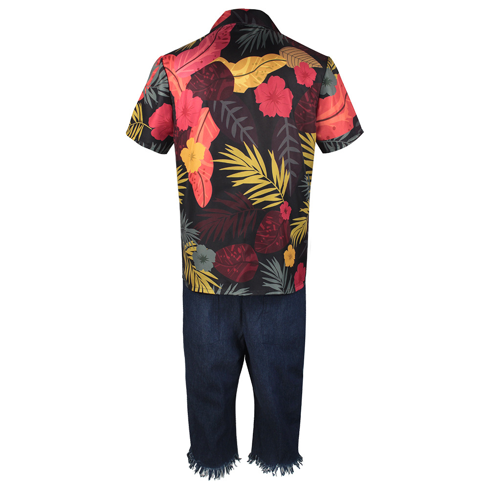 Men's Tropical Floral Shirt &  - Shorts Denim Frayed ulasan dan harga