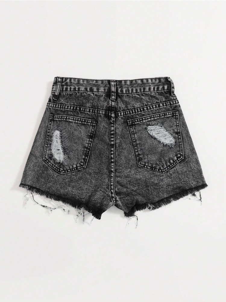 2026 New Vintage Washed Denim  - Shorts Denim Frayed ulasan dan harga