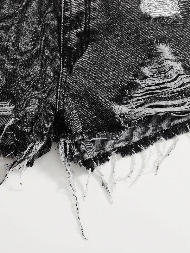 2026 New Vintage Washed Denim  - Shorts Denim Frayed ulasan dan harga