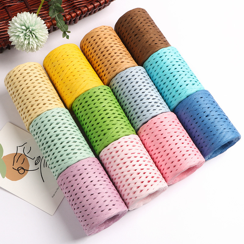 150M Natural Raffia Straw Yarn - Crochet Bag Raffia ulasan dan harga