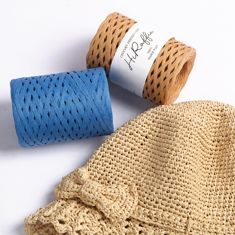 150M Natural Raffia Straw Yarn - Crochet Bag Raffia ulasan dan harga