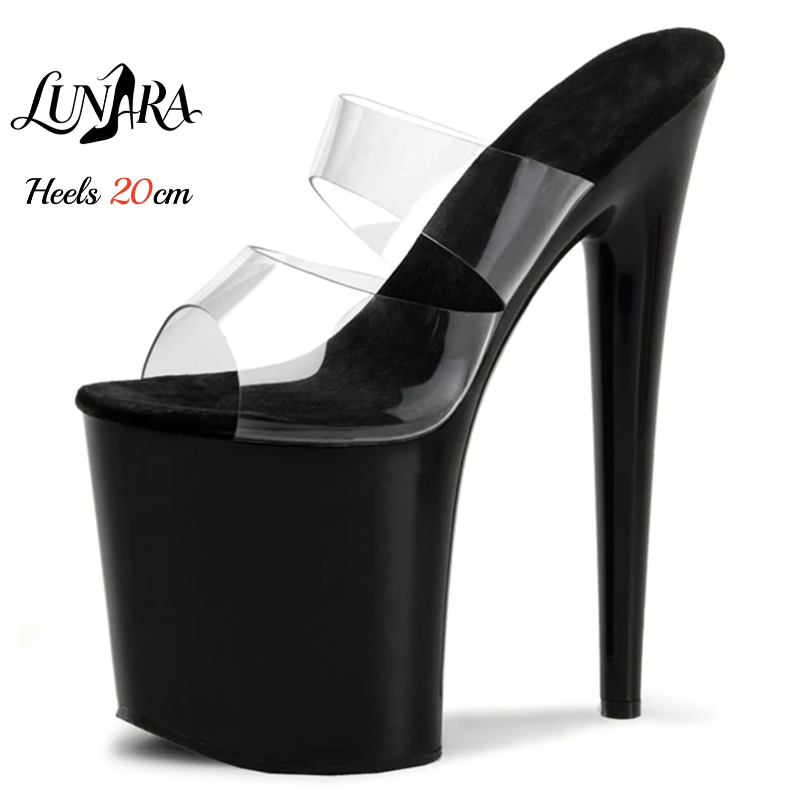 20cm Clear PVC Strappy Ultra H - Sandal Strappy Heeled ulasan dan harga