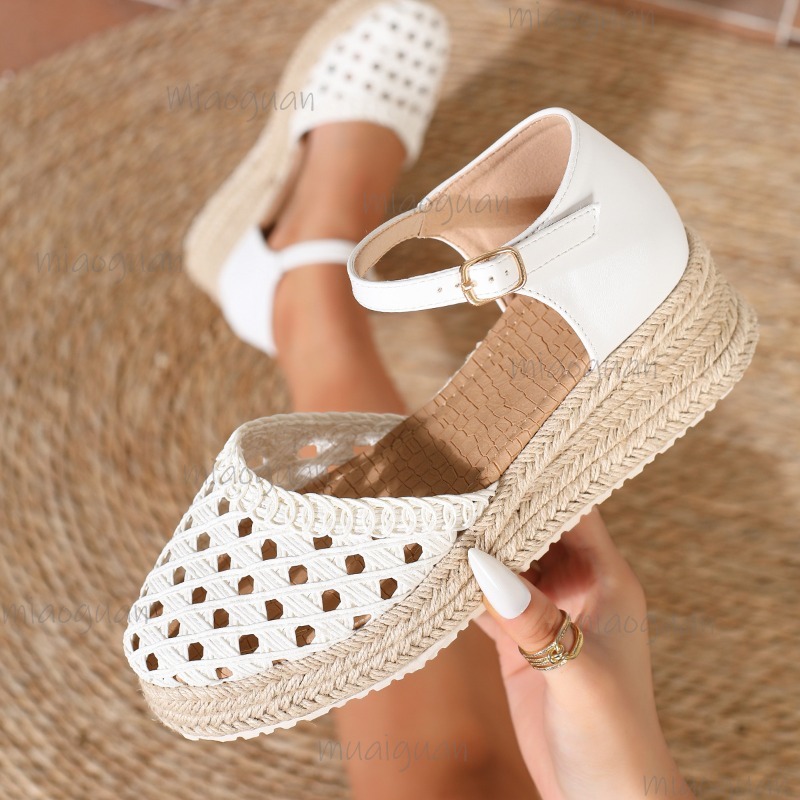 Boho Women's Hollow Out Woven  - Wedge Espadrille Women ulasan dan harga