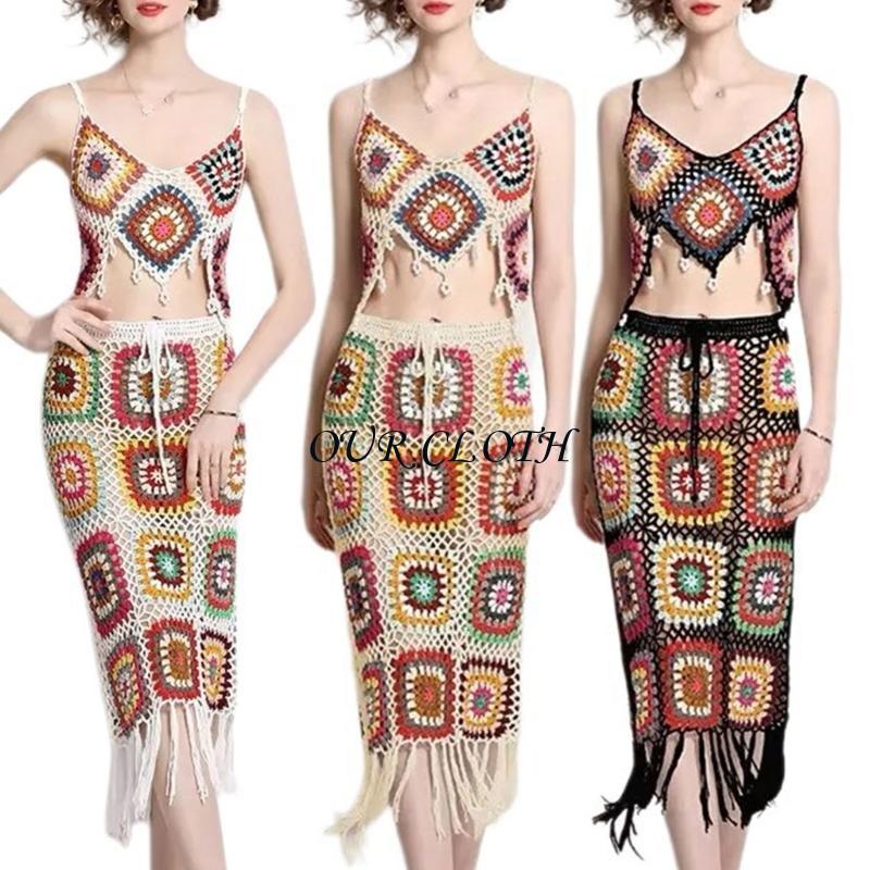 Women Beach Crochet Knit Cami  - Crop Top Crochet ulasan dan harga