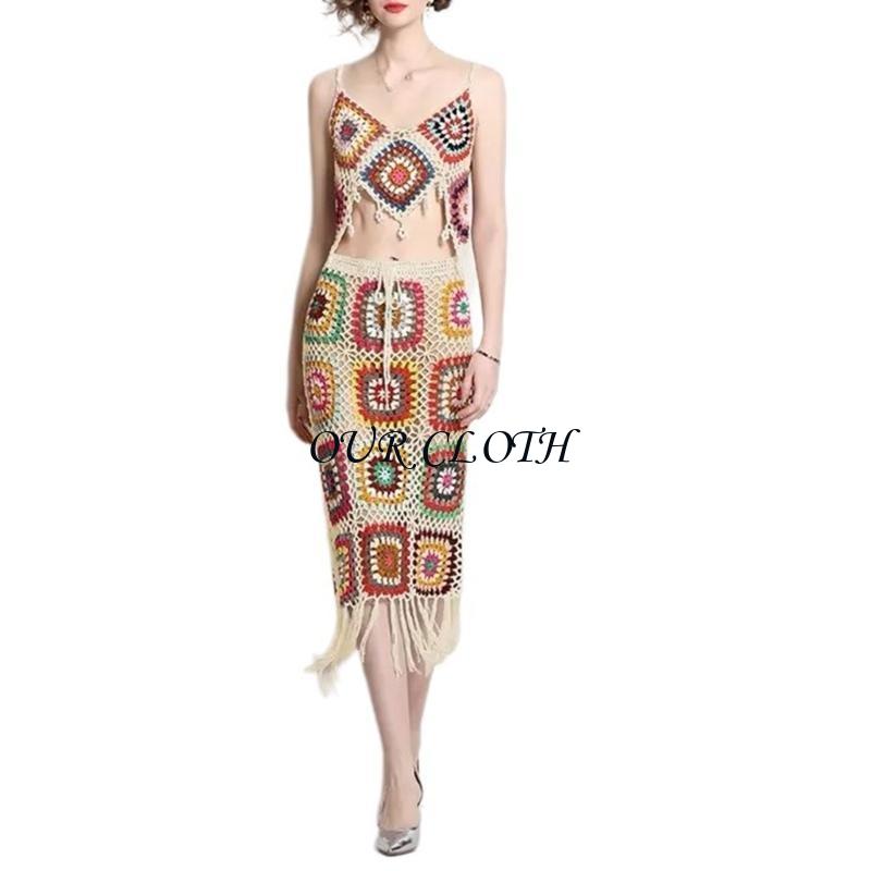 Women Beach Crochet Knit Cami  - Crop Top Crochet ulasan dan harga