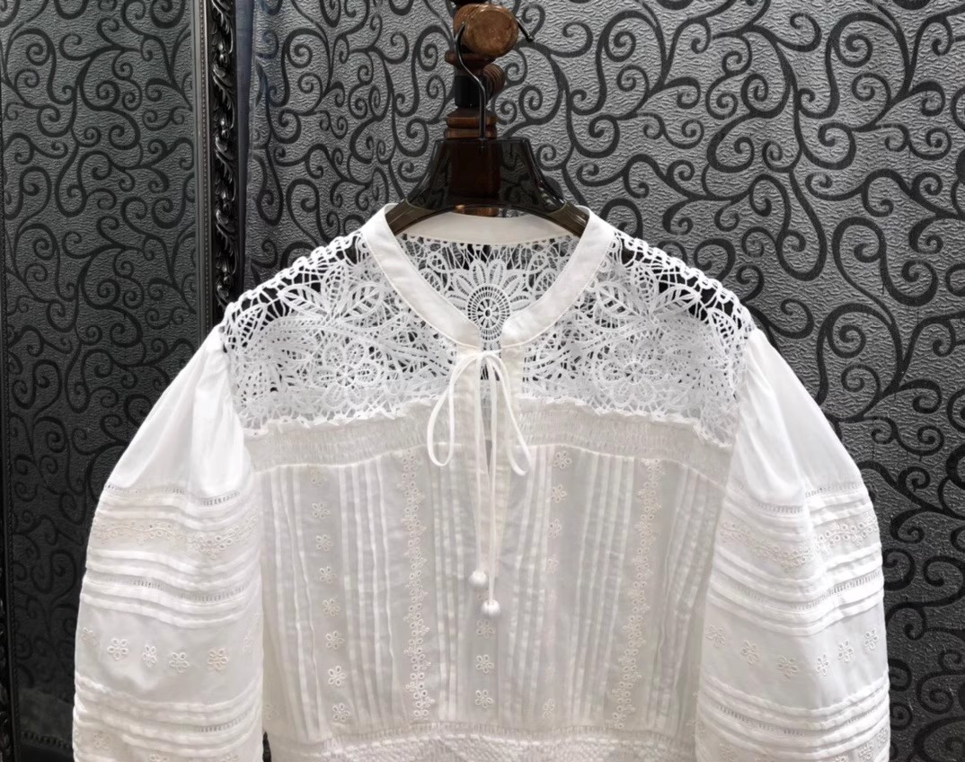 100%Cotton Blouse Shirt 2025 S - Crop Top Crochet ulasan dan harga