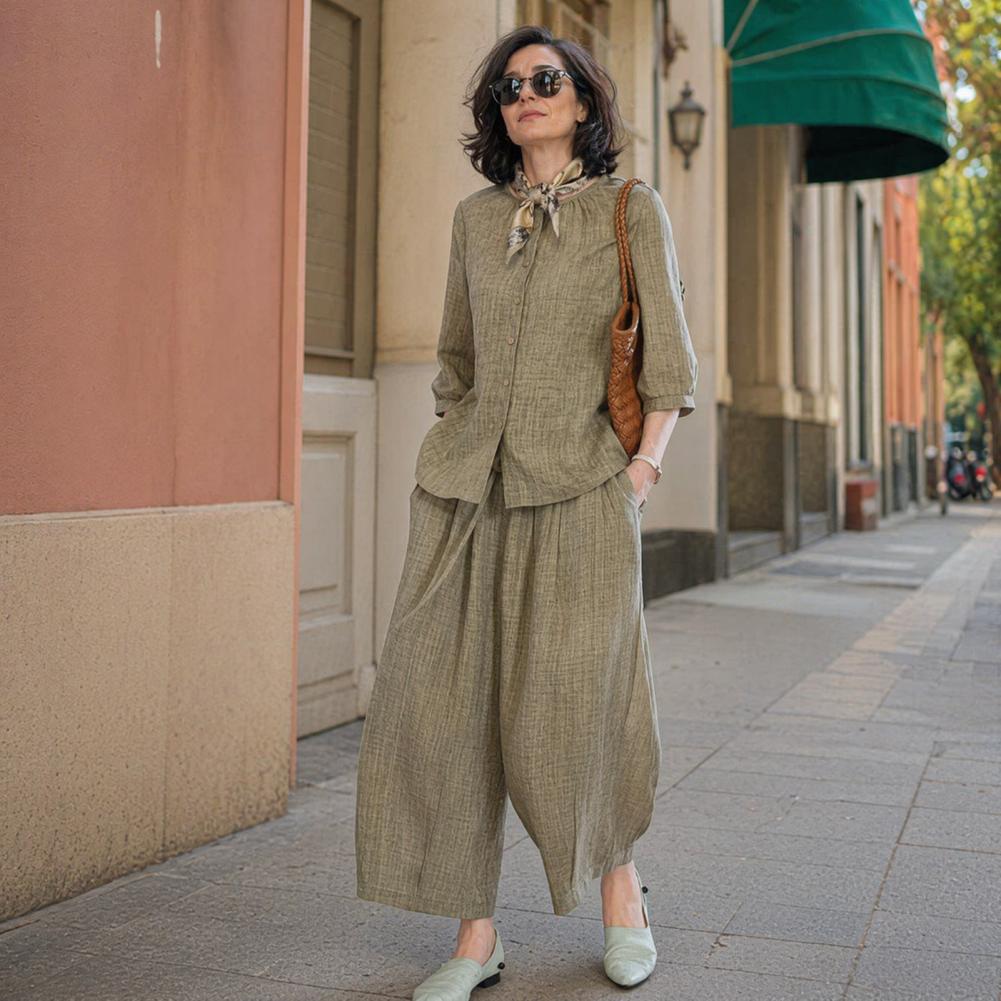 2026 Plus Size Casual Suit Wom - Linen Pant Wide ulasan dan harga