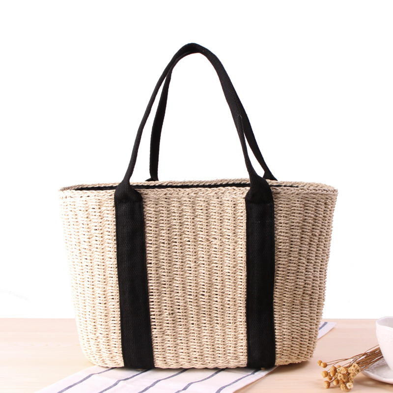 Trendy Straw Women Tote Bag Lu - Crochet Bag Raffia ulasan dan harga