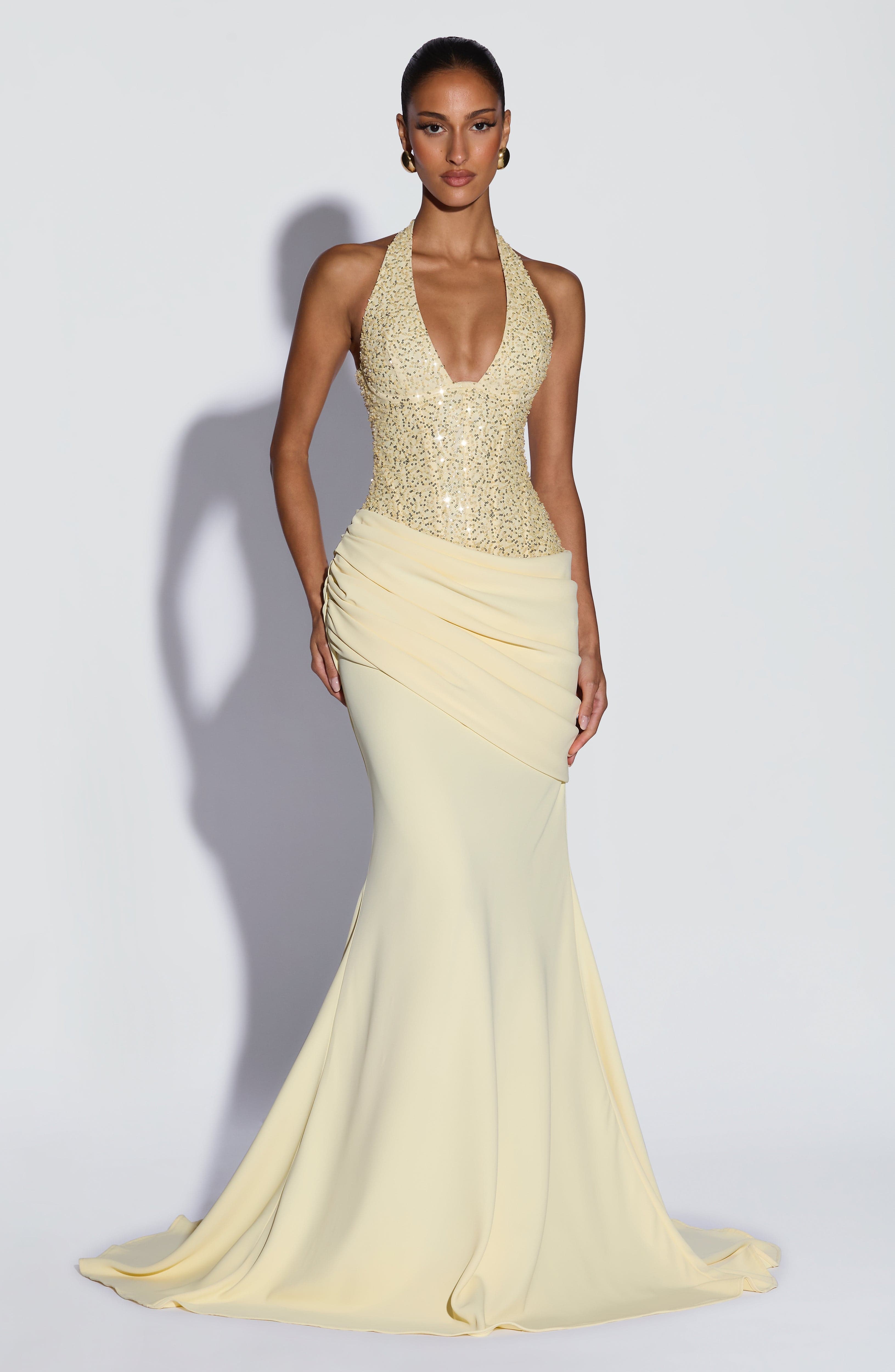 Luxury Halter V Sequin Maxi Go - Maxi Dress Halter ulasan dan harga