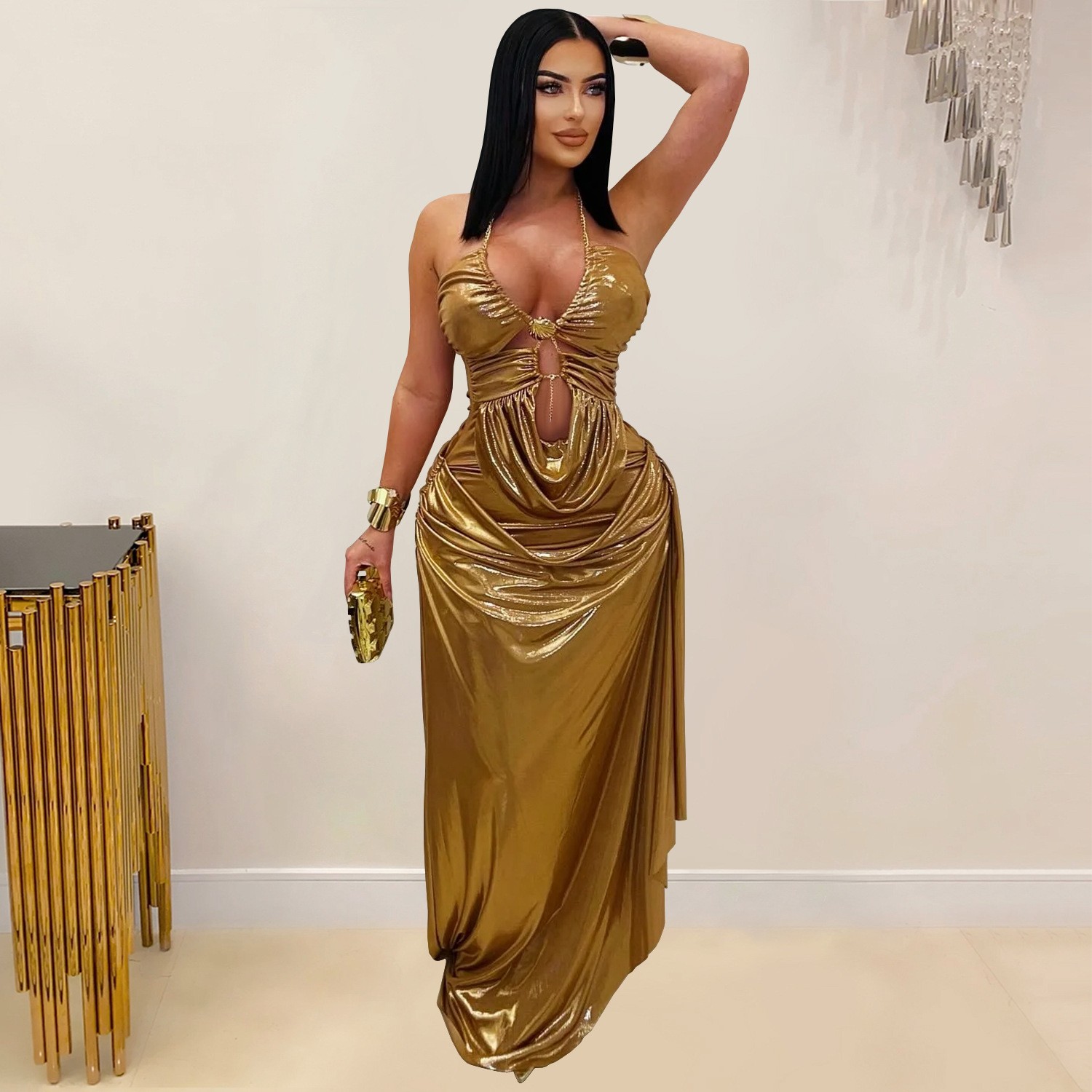 Prom Dress Evening Wedding Gue - Maxi Dress Halter ulasan dan harga