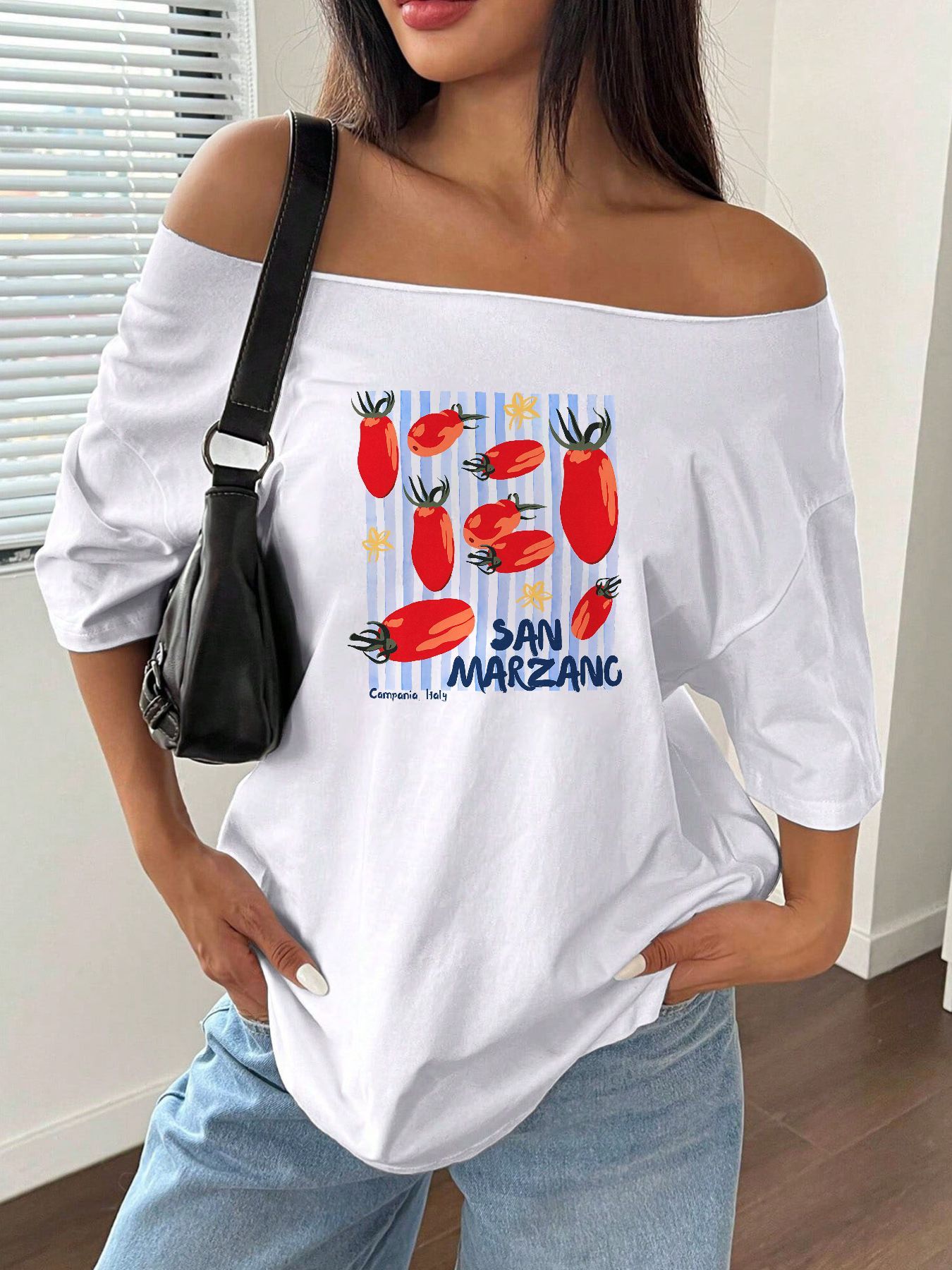 100% Cotton Plus Size San Marz - Blouse Off Shoulder ulasan dan harga