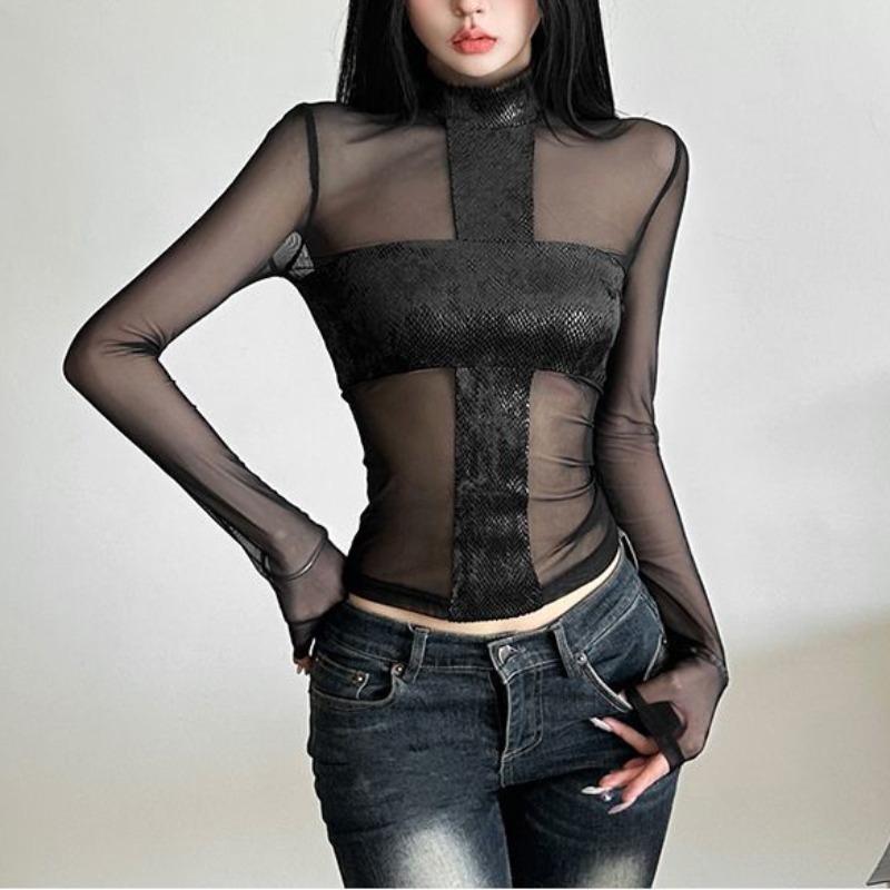 American Style Mesh Long Sleev - Blouse Off Shoulder ulasan dan harga