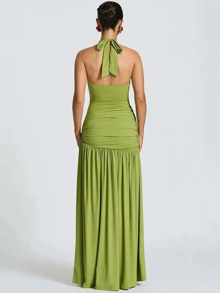 Elegant Sexy Split Backless Ma - Maxi Dress Halter ulasan dan harga