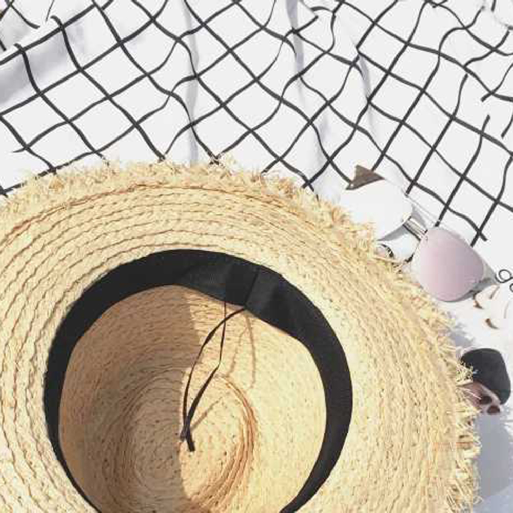 New Wide Brim Raffia Sun Hat f - Hat Floppy Wide ulasan dan harga