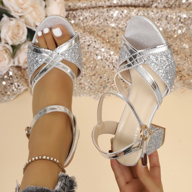Women Block Heels Sandals Gold - Sandal Strappy Heeled ulasan dan harga