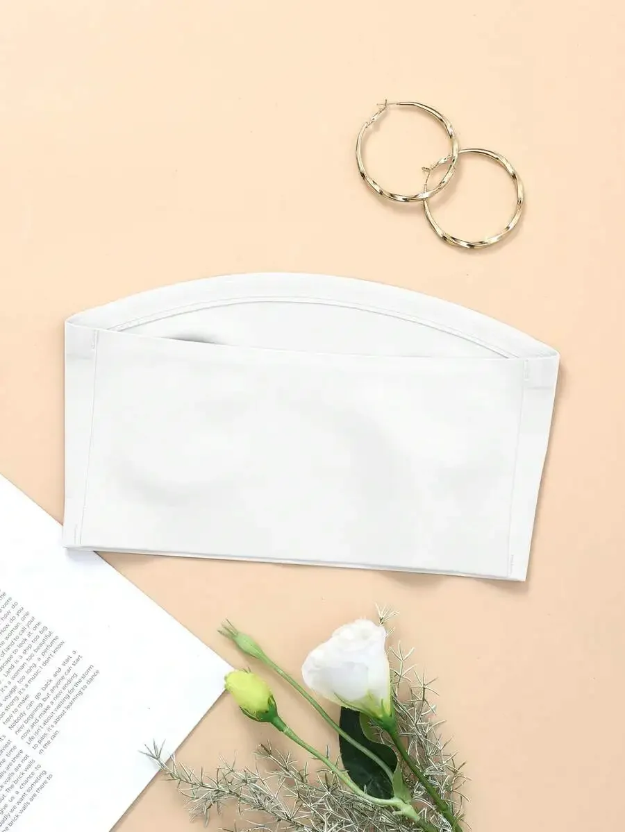 Women White Strapless Plain Ba - Bralette Triangle Set ulasan dan harga