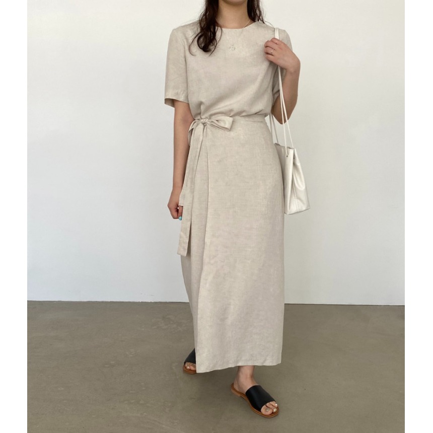 Elegant Cotton Linen Wrap Dres - Linen Dress Wrap ulasan dan harga