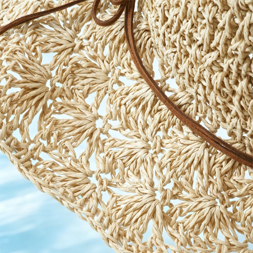 Handwoven Crochet Straw Hat Wi - Hat Floppy Wide ulasan dan harga