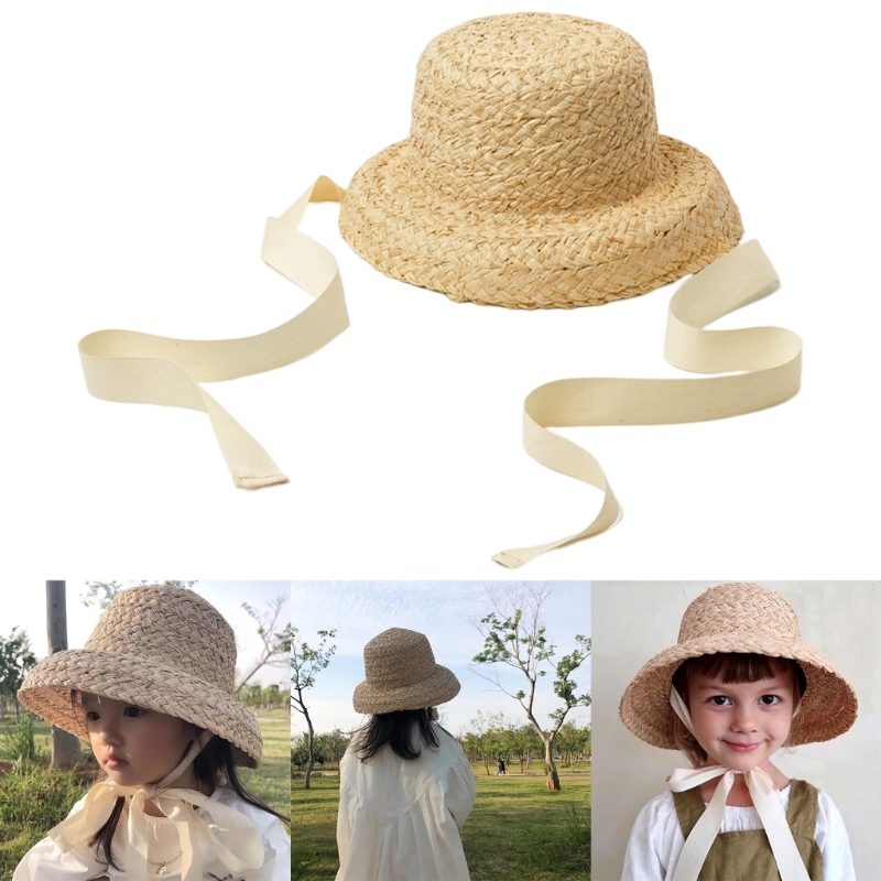 Handwoven Kids Straw  Cap Girl - Hat Floppy Wide ulasan dan harga