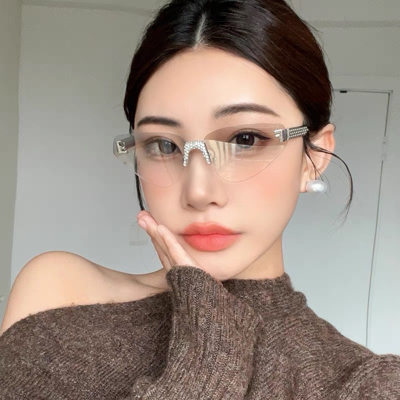 Women's Sexy Cat Eye Rimless R - Sunglasses Cat Eye ulasan dan harga