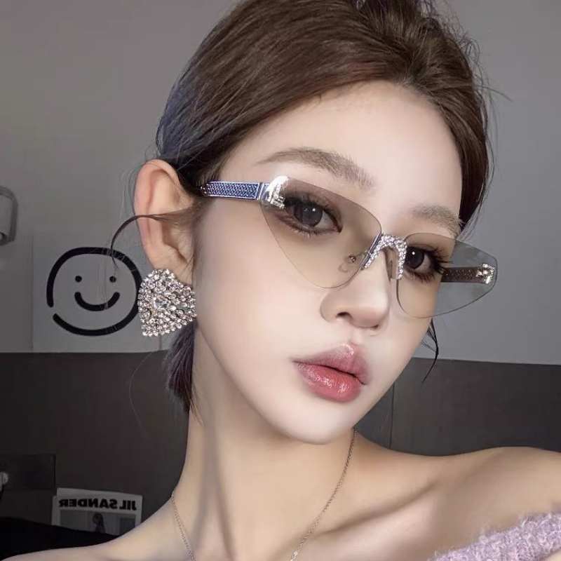 Women's Sexy Cat Eye Rimless R - Sunglasses Cat Eye ulasan dan harga