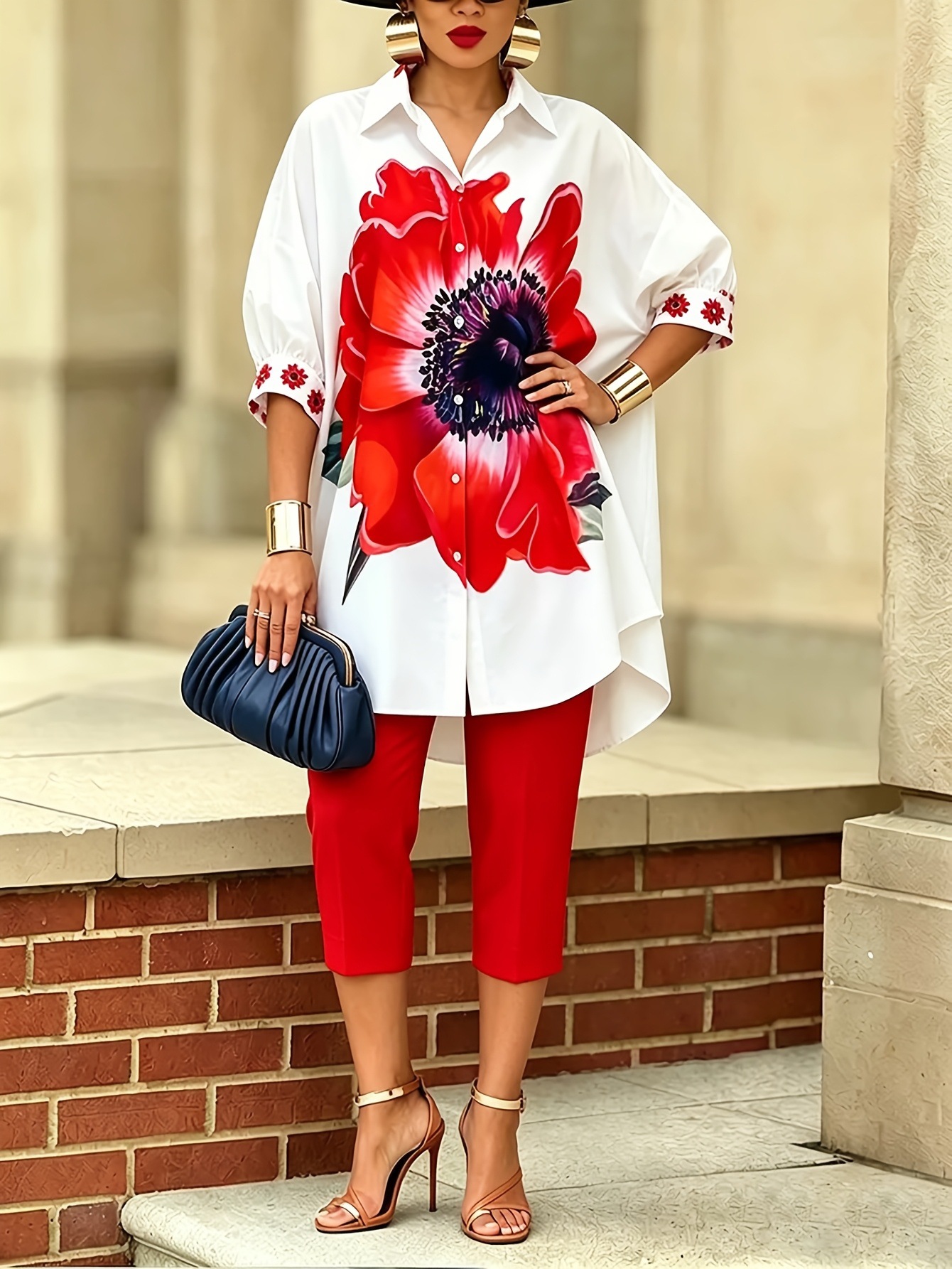 Vintage Women Floral Printed 2 - Romper Floral Print ulasan dan harga