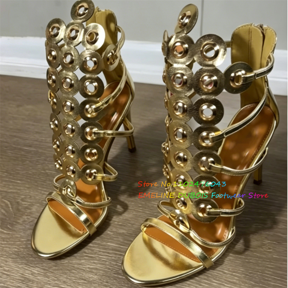 Gold Metal Circle Decor High H - Sandal Strappy Heeled ulasan dan harga