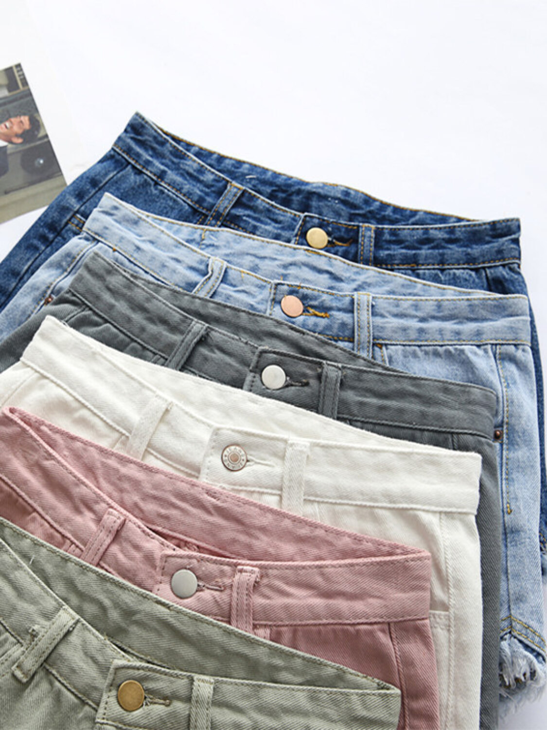 Women's High Waist Denim Short - Shorts Denim Frayed ulasan dan harga