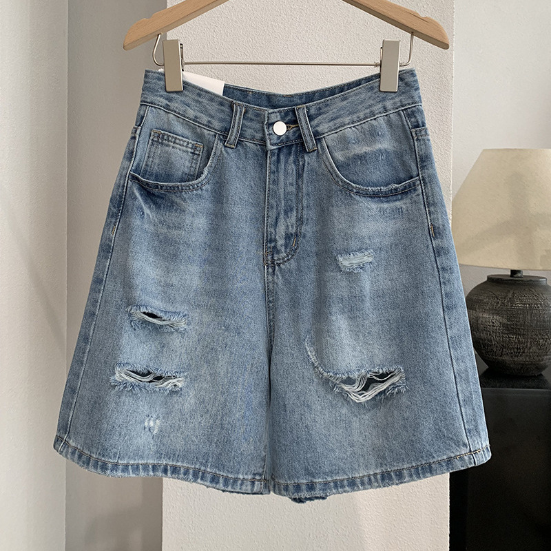 Denim Short Pant Women Jeans V - Shorts Denim Frayed ulasan dan harga