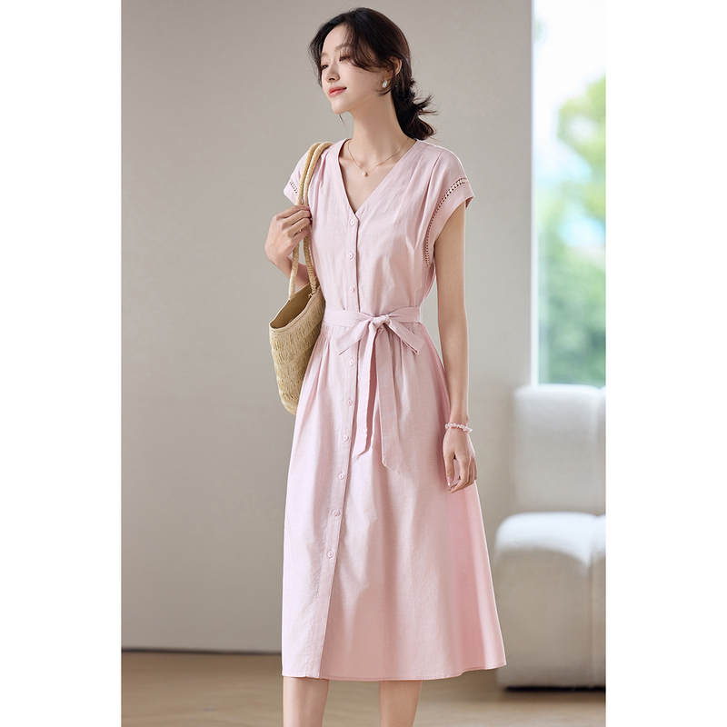 SENTUBILA Women's Midi Pink Dr - Linen Dress Wrap ulasan dan harga