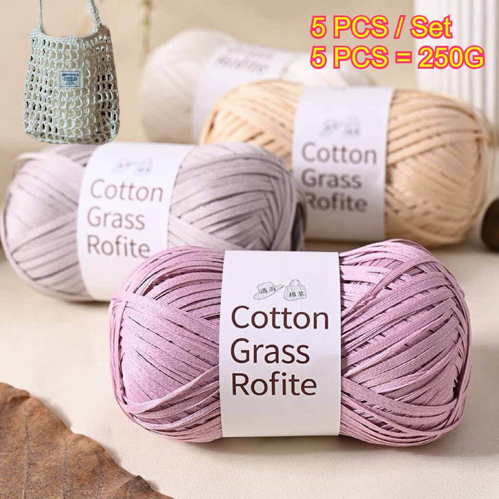 5PCS 250g Raffia Paper Rope Kn - Crochet Bag Raffia ulasan dan harga