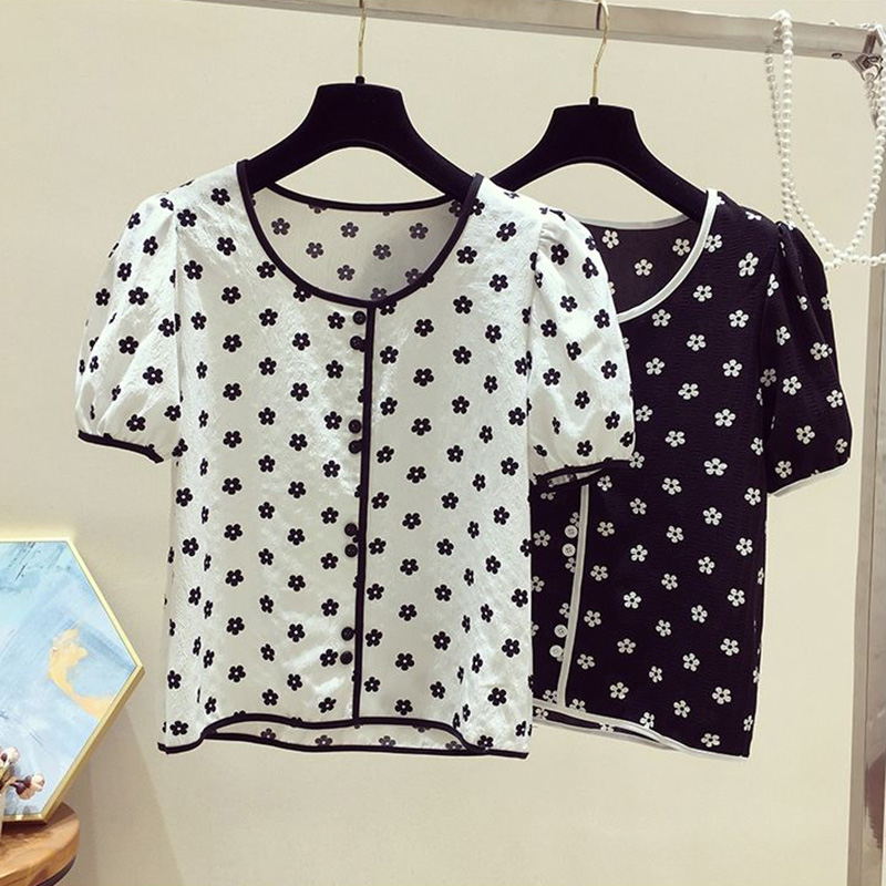 Floral Print Cotton O-Neck Sho - Romper Floral Print ulasan dan harga