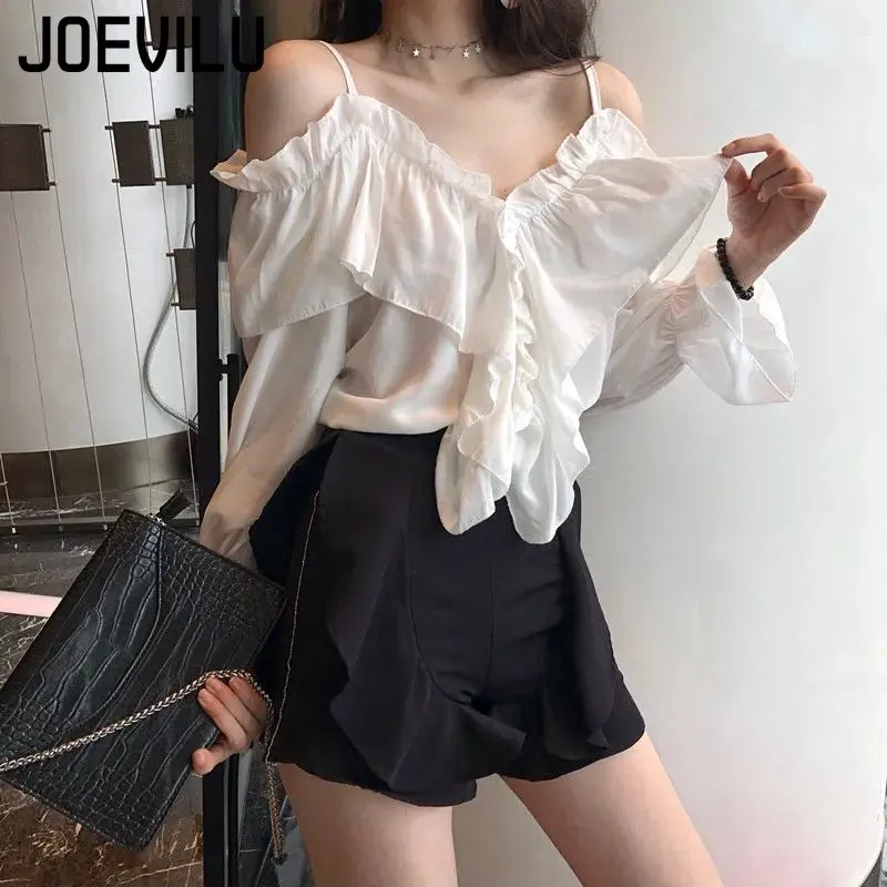 Fairy Chiffon Shirt Korean V N - Blouse Off Shoulder ulasan dan harga