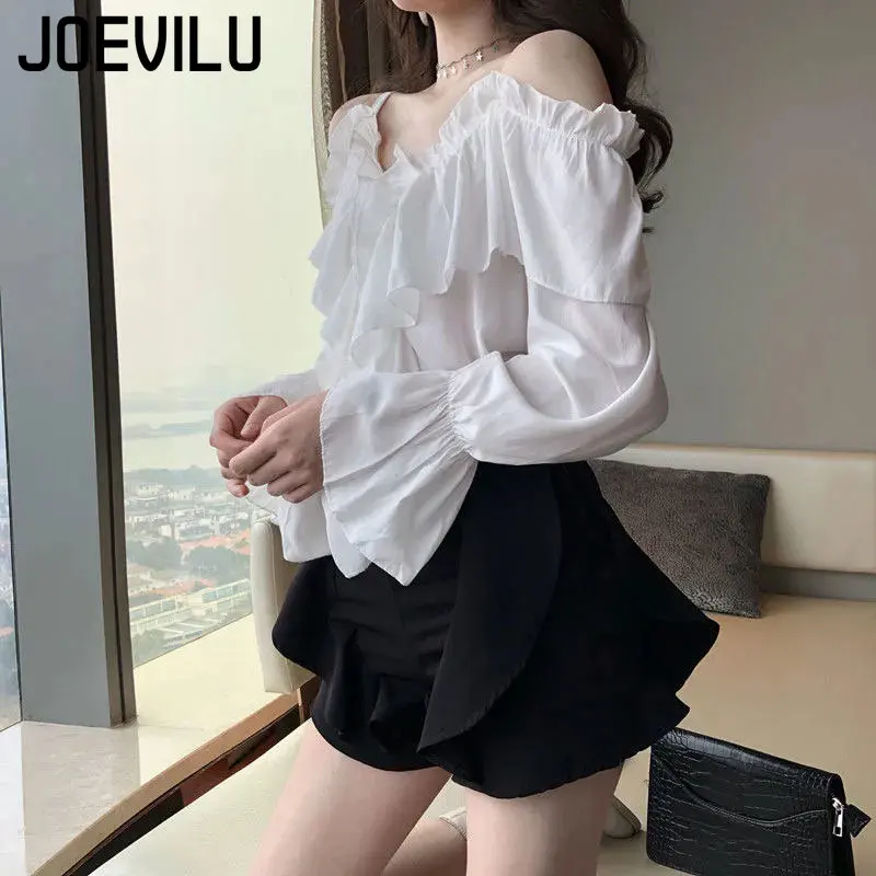 Fairy Chiffon Shirt Korean V N - Blouse Off Shoulder ulasan dan harga