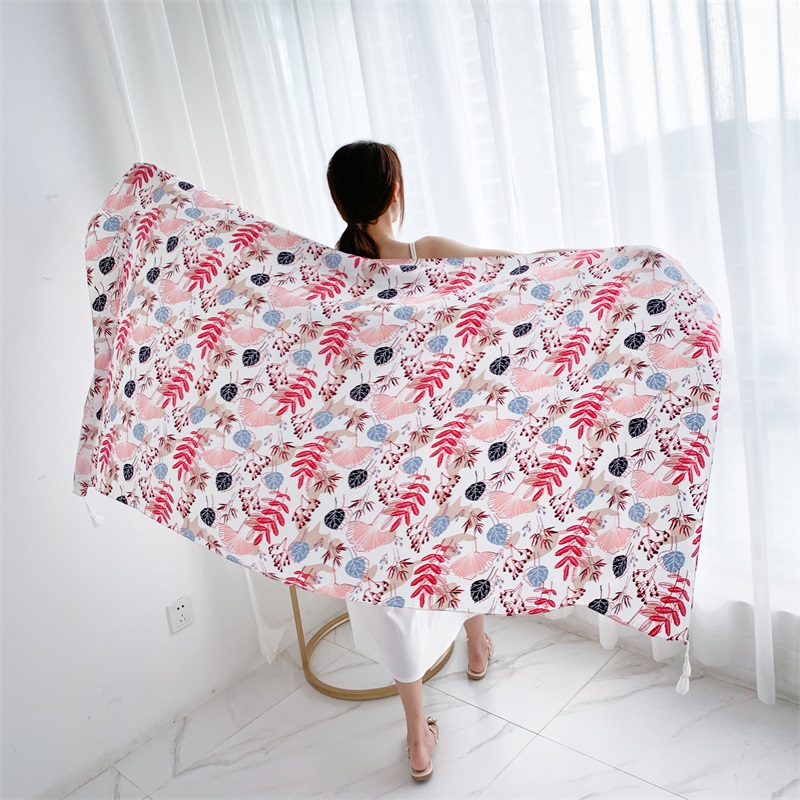 90x185cm Cotton Linen Print Su - Linen Dress Wrap ulasan dan harga