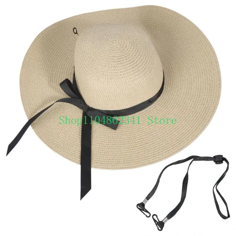 652F Elegant Floppy Straw Hat  - Hat Floppy Wide ulasan dan harga
